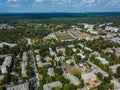 Panorama scenic aerial green suburban area in Ukraine