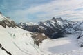 Panorama Scenic of Great Aletsch Glacier Jungfrau region Royalty Free Stock Photo
