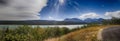 Panorama of a scenic landscape in Glacier National Park