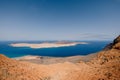 Panorama of scenic view of La Graciosa Island with mountain and Atlantic ocean