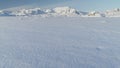 Panorama of scientific base in Infinitely, Infinitely polar snowy Antarctica desert.