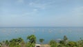Panorama of the sea bay with lots of fish ponds. View of the sea bay.