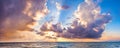 Panorama sea landscape with a sunset Royalty Free Stock Photo