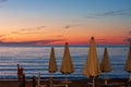 Panorama of sea sunset. Dramatic coloured sunset over the sea. Royalty Free Stock Photo