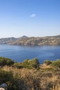 Panorama with sea view on Daskalio gulf in Keratea