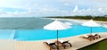 The panorama of the sea view swimming pool