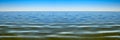 Panorama of sea waves against the blue sky