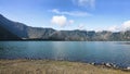 Panorama of Segara Anak on Mount Rinjani Crater Lake Royalty Free Stock Photo