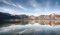 Panorama of Segara Anak on Mount Rinjani crater lake Royalty Free Stock Photo