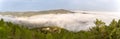 Panorama of the Serpis Valley with the Sierra de Ador above a sea of clouds, area for hiking near Villalonga, in the province of Royalty Free Stock Photo