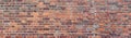 Panorama of shabby brick wall. wall of red and brown bricks. building background Royalty Free Stock Photo