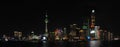 Panorama of the Shanghai skyline at night Royalty Free Stock Photo