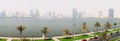 The panorama of Sharjah fountain and man-made lake Royalty Free Stock Photo