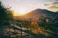 Panorama of Sheki city in the mountains, Azerbaijan Royalty Free Stock Photo