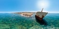 Panorama of Shipwreck near Pegeia village. Paphos District, cyprus