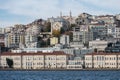 Panorama on the shore of the Bosphorus near Kabatash pier on a sunny day Royalty Free Stock Photo