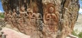 Panorama shot of Gyalwa Ringna 5 Dhyani Buddha rock statue which is located in Padum Royalty Free Stock Photo