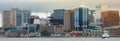 Panorama shot of Halifax Harbor front along with regional ferry. Halifax Skyline as seen from Dartmouth