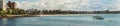 Panorama shot of Manly Beach and bay, Sydney Australia.