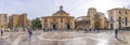 Panorama shot of the Plaza de la Virgen and in the background Basilica de la Mare de DÃÂ©u dels Desemparats in Valencia, Spain