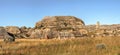 Panorama shot - rocky terrain at Isalo national park Madagscar, rock formation known as Lady Queen of Isalo also Royalty Free Stock Photo