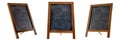 Panorama shot of three blackboards with brown edges - perfect for background Royalty Free Stock Photo