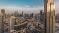 Panorama showing aerial panoramic skyline of a big futuristic city . Business bay and Downtown Royalty Free Stock Photo