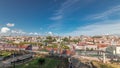 Panorama showing aerial view over the center of Lisbon timelapse from Miradouro de Sao Pedro de Alcantara