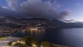 Panorama showing Amorgos island aerial day to night timelapse from above. Greece Royalty Free Stock Photo