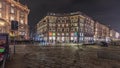 Panorama showing the Cordusio Square night timelapse in Milan