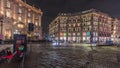 Panorama showing the Cordusio Square night timelapse in Milan