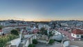 Panorama showing Jardim do Torel day to night timelapse with views to the city center of Lisbon after sunset. Portugal Royalty Free Stock Photo