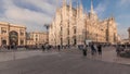 Panorama showing Milan Cathedral and Vittorio Emanuele gallery timelapse.