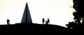 Panorama Silhouette Of Family And Cyclist On A Hill