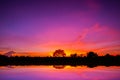 Panorama silhouette tree in africa with sunset.Amazing sunset and sunrise. Royalty Free Stock Photo