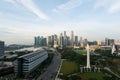 Panorama of Singapore business district skyline and skyscraper w Royalty Free Stock Photo