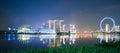 Panorama of Singapore cityscape. beautiful business modern building skyscraper around Marina bay at night. landmark and popular Royalty Free Stock Photo