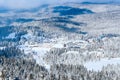 Panorama of ski resort Kopaonik, Serbia, mountains view, houses covered with snow