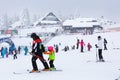 Panorama of ski resort Kopaonik, Serbia, skiers, houses