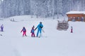 Panorama of ski resort Kopaonik, Serbia, skiers, houses