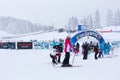 Panorama of ski resort Kopaonik, Serbia, skiers, pine trees