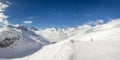 Panorama of ski slopes at Tignes, ski resort in the Alps France