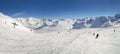 Panorama of ski slopes at Tignes, ski resort in the Alps France Royalty Free Stock Photo