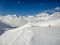 Panorama of ski slopes at Tignes, ski resort in the Alps France Royalty Free Stock Photo