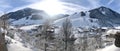 Panorama of Skiing area Saalbach-Hinterglemm Royalty Free Stock Photo