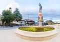 Panorama of Skopje square of Filip II father of Alexander the Great at sunrise