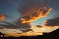 Panorama Sky cloudy sunset background. Wild beauty nature. Royalty Free Stock Photo