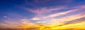 Panorama sky and colorful cloud with sunlight at twilight time Royalty Free Stock Photo