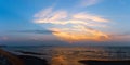 Panorama sky during sunset in the twighligth sky over sea Royalty Free Stock Photo
