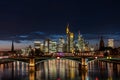 Panorama of the skyline Frankfurt am Main at twilight Royalty Free Stock Photo